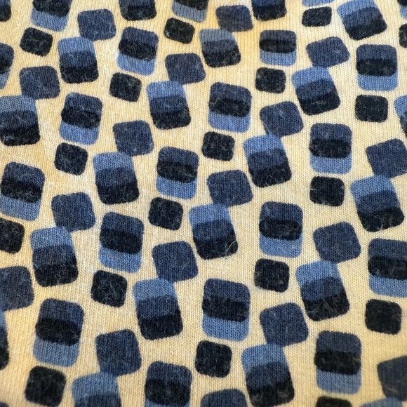 THML Blue White Knit Sleeveless Patterned Criss Cross Neckline Peplum Top Small - Picture 12 of 12